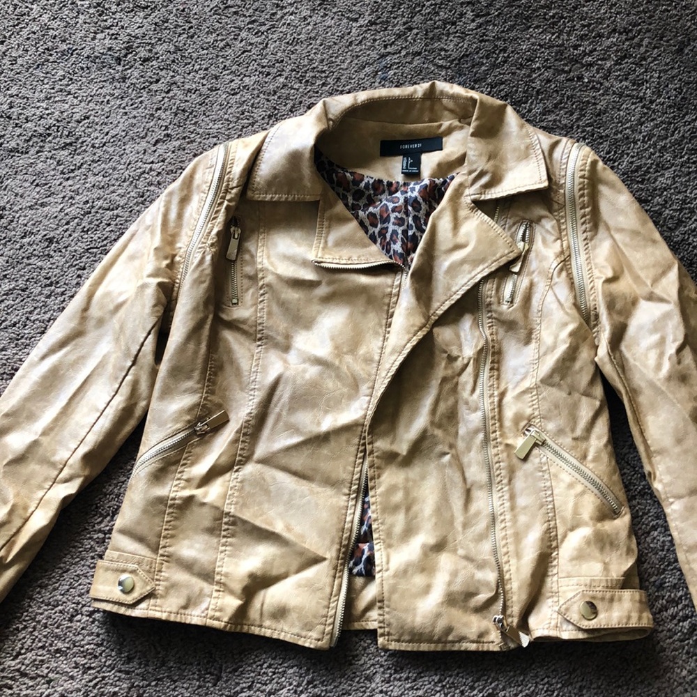 Tan Faux leather jacket